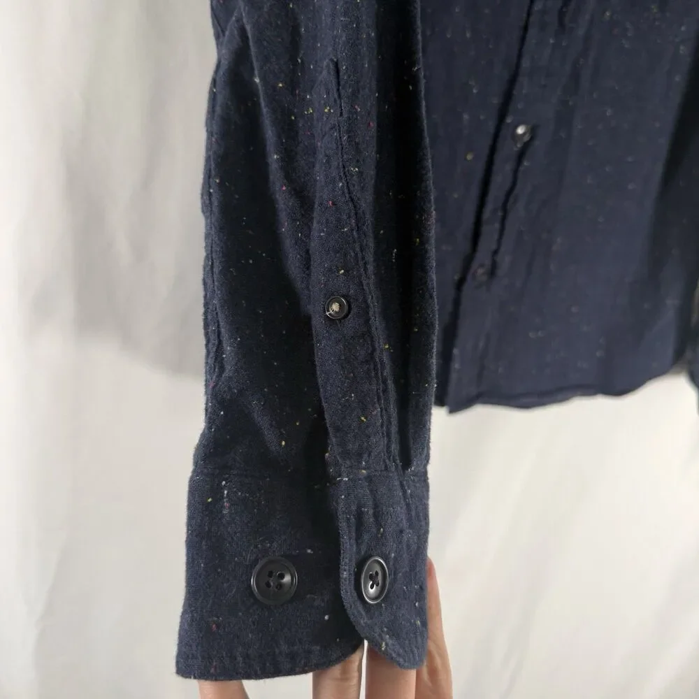 Banana Republic Untucked Shirt Men's Small Blue Speckled Standard Organic Cotton